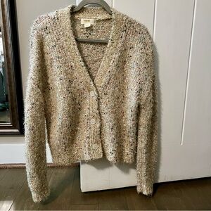Maeve Gold Speckled Knit Cardigan
